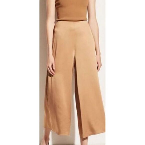 VINCE Satin Culotte Wide Leg Pants in Taupe NWOT Size 2 - Picture 1 of 6